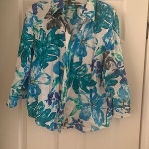 Ralph Lauren Blue and White Linen Shirt